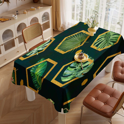 Sukalpa Printed 4 Seater Table Cover(Black and Green, Polyester)