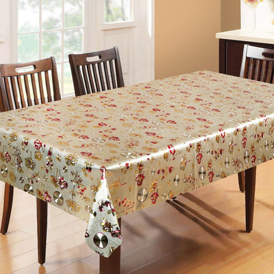 Dakshya Industries PVC 6 Seater Printed Table Cover(Gold)