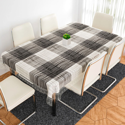 KUBER INDUSTRIES Self Design 6 Seater Table Cover(Gray, PVC)