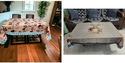 kashtu Polyester 6 Seater Floral Table Cover(Multicolor, Pack of 2)
