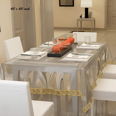 ZUCLLIN Solid 4 Seater Table Cover(Gold, PVC)