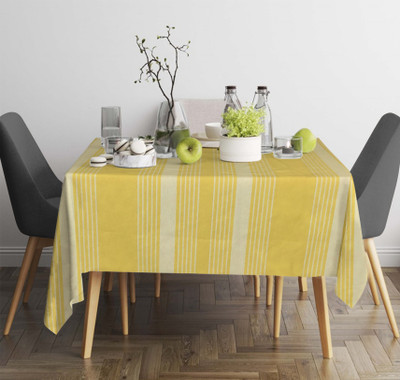 Oasis Hometex Cotton 2 Seater Striped Table Cover(Yellow)