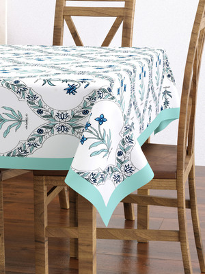 Blocks Of India Cotton 6 Seater Floral Table Cover(Multicolor)