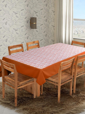 Dekor World Cotton 4 Seater Printed Table Cover(Orange)