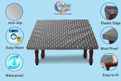 Stylista Printed 4 Seater Table Cover(Grey, Polyester)