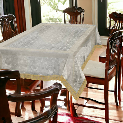 Mopak Decor Printed 4 Seater Table Cover(White, Polyester)