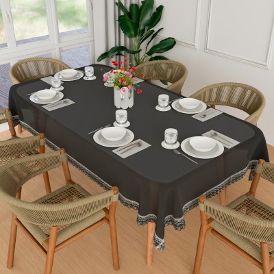 KUBER INDUSTRIES Self Design 6 Seater Table Cover(Black, PVC)