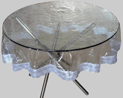 SHRI MAHAVIR IMPEX Abstract 6 Seater Table Cover(White, PVC)