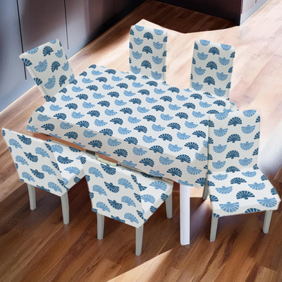 KUBER INDUSTRIES Self Design 6 Seater Table Cover(Blue, Polyester, Pack of 7)