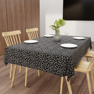 Dasvilla PVC 6 Seater Abstract Table Cover(Black)