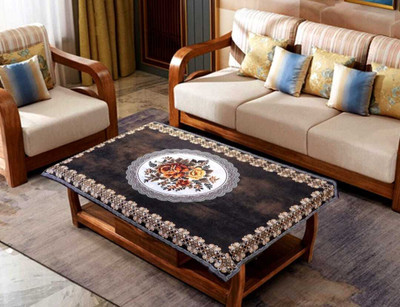 HOME SHINE Cotton 4 Seater Floral Table Cover(Brown)