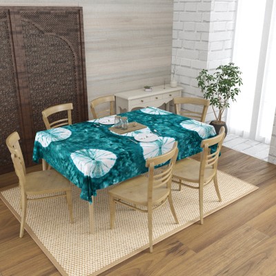 QADRI IMPEX Printed 6 Seater Table Cover(Teal Blue, Cotton)