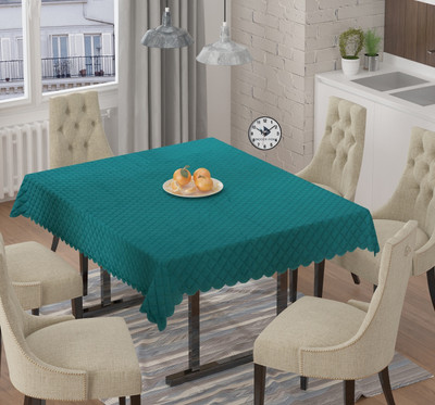 Bigger fish Checkered 6 Seater Table Cover(Dark Green, Velvet)