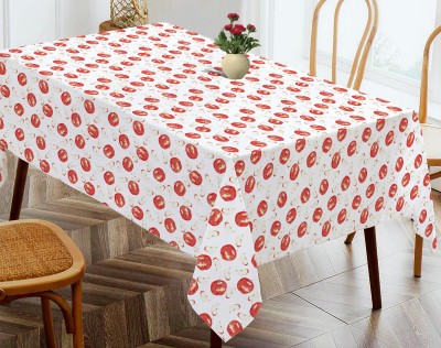 OASIS Printed 4 Seater Table Cover(Red, White, Cotton)