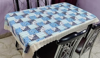 RMDecor Floral, Printed 4 Seater Table Cover(Blue, PVC, Silk)