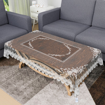 HOMESTIC Self Design 4 Seater Table Cover(White, PVC)