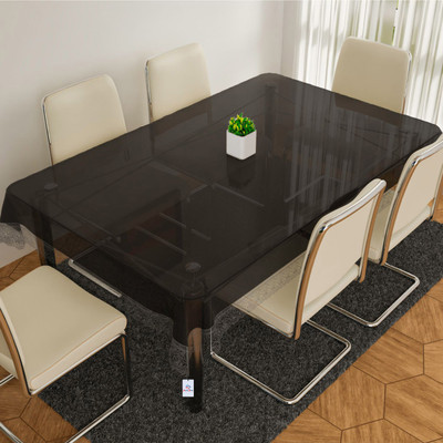 Heart Home Self Design 6 Seater Table Cover(Black, PVC)