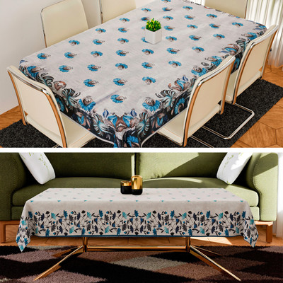 KUBER INDUSTRIES Self Design 4 Seater Table Cover(Gray, Velvet, Pack of 2)