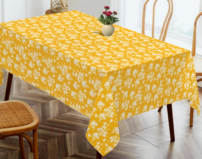 OASIS Cotton 4 Seater Floral Table Cover(Yellow)
