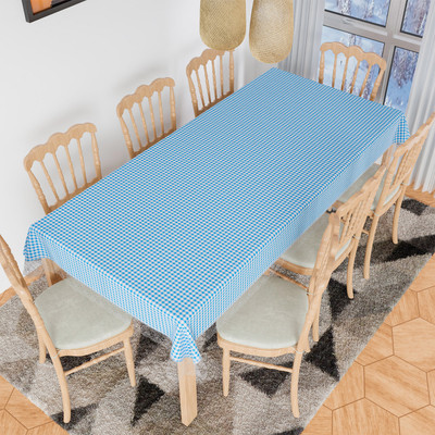 KUBER INDUSTRIES Self Design 6 Seater Table Cover(Blue, PVC)