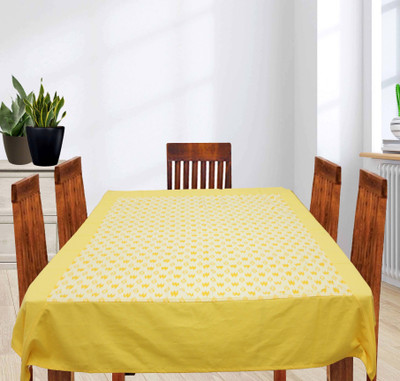 Dekor World Cotton 4 Seater Ikat Table Cover(Yellow)