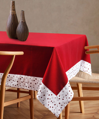 AIRWILL Printed 8 Seater Table Cover(Red, Cotton)