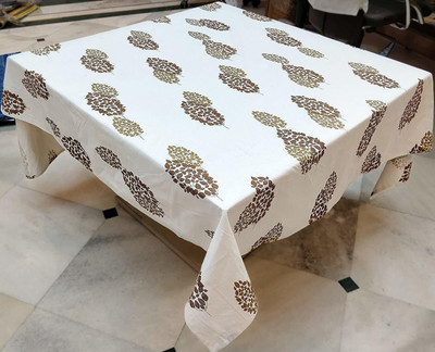 RajoDyana Cotton 4 Seater Self Design Table Cover(Beige)