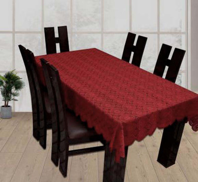 Shri Ganesh Handloom Self Design 6 Seater Table Cover(Maroon, Polyester)