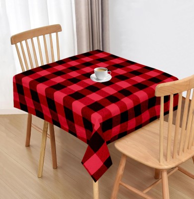 OASIS Checkered 2 Seater Table Cover(Red, Cotton)