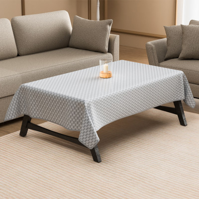 KUBER INDUSTRIES Vinyl 4 Seater Self Design Table Cover(Silver)