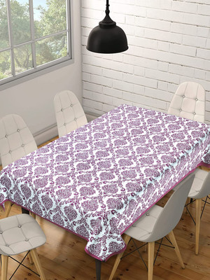 Go Texstylers Cotton 6 Seater Damask Table Cover(Pink)