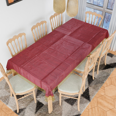 KUBER INDUSTRIES Self Design 6 Seater Table Cover(Maroon, PVC)