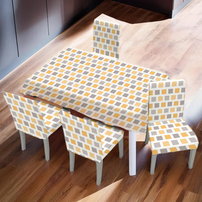 UMAI Abstract 4 Seater Table Cover(Grey, Polyester, Pack of 5)