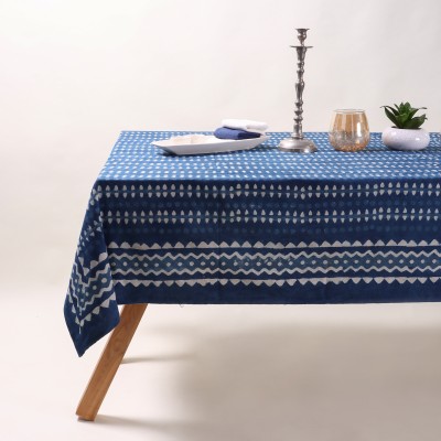 Dmaasa Printed 6 Seater Table Cover(Blue, Indigo Print, Dining Table, Seating Capacity 6 Seater, Cotton)