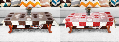 EKTA ENTERPRISES Printed 4 Seater Table Cover(Red, Brown, Cotton, Pack of 2)