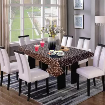Casanest Printed 6 Seater Table Cover(Brown Dot Design, PVC)