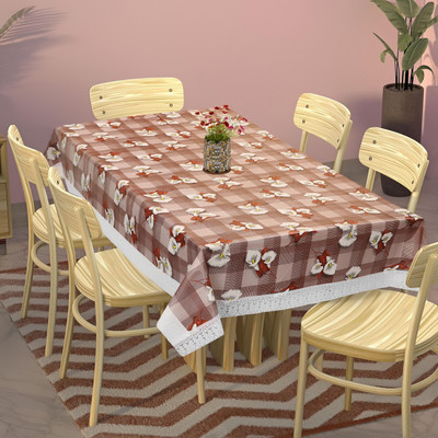 Dakshya Industries Printed 6 Seater Table Cover(Brown, PVC)