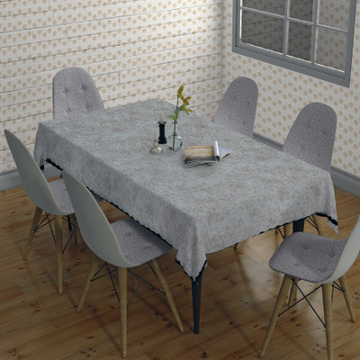 Sunrise Solid 6 Seater Table Cover(Silver, Polyester)