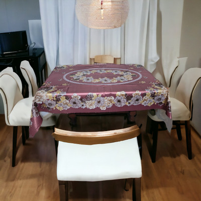 Mopak Decor Printed 4 Seater Table Cover(Maroon, Polyester)