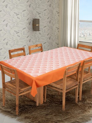 Dekor World Polka 8 Seater Table Cover(Orange, Cotton)