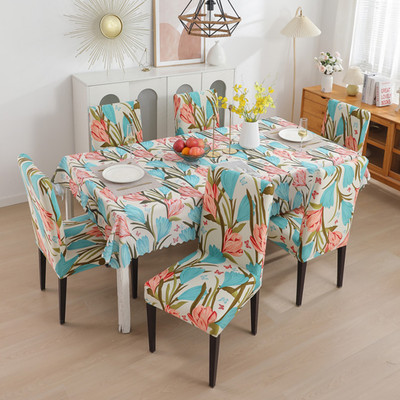 Magic Cover Printed 6 Seater Table Cover(Red, Polyester, Pack of 7)