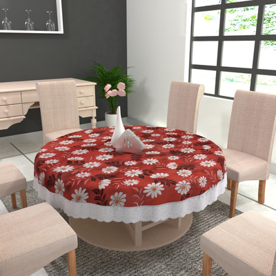 MONKDECOR Floral 6 Seater Table Cover(Multicolor, PVC)