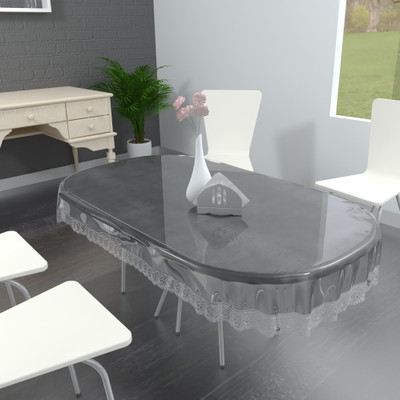 MONKDECOR Solid 6 Seater Table Cover(Transparent, PVC)
