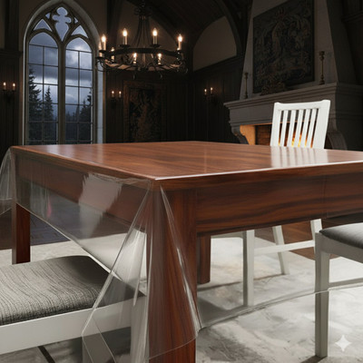 Faizandecor PVC 4 Seater Solid Table Cover(White)