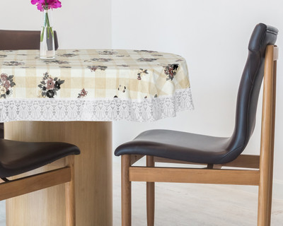 The Furnishing Tree Printed 12 Seater Table Cover(Beige, PVC)