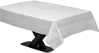 Bluegrass Geometric 6 Seater Table Cover(White, Polyester)