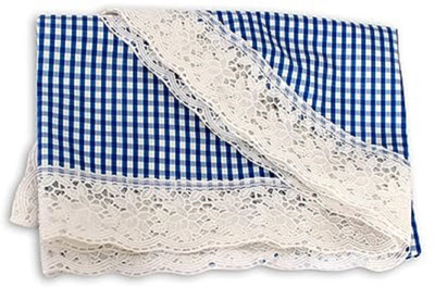 ZITIN PVC, Satin 6 Seater Geometric, Checkered Table Cover(Blue)