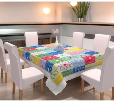 BUSINESS TALES PVC 6 Seater Floral Table Cover(Multicolor)