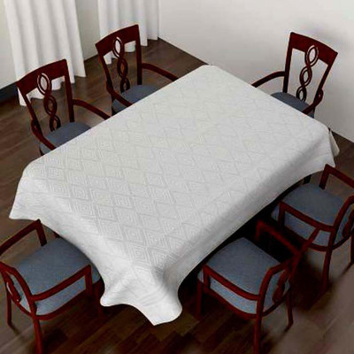 Shri Ganesh Handloom Geometric 6 Seater Table Cover(White, Polyester)