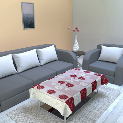 Jainco Decor Floral 2 Seater Table Cover(Maroon, Polyester)